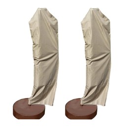 Formosa Covers | Premium Tight Weave Outdoor Patio Umbrella Cover - Heavy Duty Weatherproof Fabric - Easy on Universal Off-Center Cantilevers (Pack of 2) (Taupe)