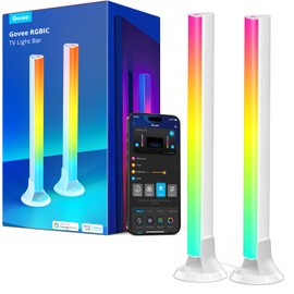 Govee RGBIC Light Bars, 15 Inches WiFi TV Backlight Suitable for 45-70 inch TVs, Smart Light Bars with Multiple Placement Options, Work with Alexa and Google Assistant, White