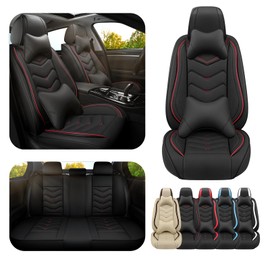 ADERN Car Seat Covers for Ford Mustang 2000-2026, Premium Nappa Leather Car Seat Cover, Stylish Sport Seat Covers， Automobile Seat Cover Sets.(Luxury 5 Seats/Black)