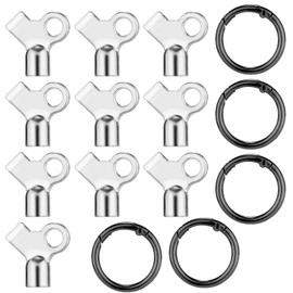 10pcs Radiator Bleed Valve Keys, Zinc Alloy Radiator Keys with 5pcs Keychains Radiator Bleeding Air Valve Key Wrench Hot Water Radiator Bleeder Plumbin Accessories for Venting Old Domestic Radiators