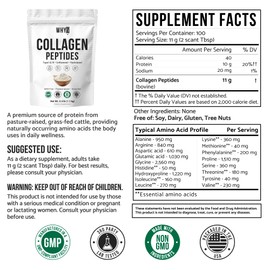Bovine Collagen Peptides Powder, Hydrolyzed Type I & III Protein, Grass-Fed Pasture-Raised Source, Unflavored Collagen Supplement Paleo-Friendly for Active Lifestyles & Wellness Non-GMO, 2.4lb (1.1kg)