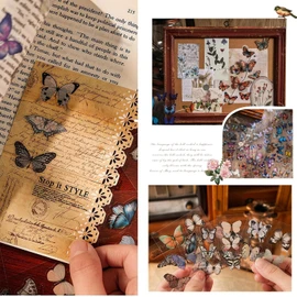 Mythya 400＋Pegatinas Vintage, Papelería Estética Vintage, Apliques Decorativos de Mariposa, Papel Decorativo, Albumes de Recortes, Cuadernos, Pieles de Computadora, Albumes de Fotos