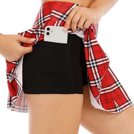 Tennis Skirt for Women High Waisted Golf Skirts with Shorts Pocket Lightweight Athletic Skorts Skirts Sports Running (Red,S)