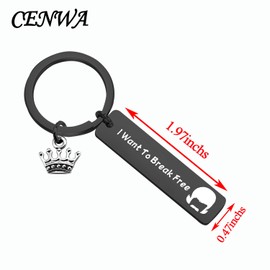 CENWA I Want to Break Free Keychain Queen Band Freddie Mercury Inspirational Gift for Queen Band Fans (Break Free K Black)