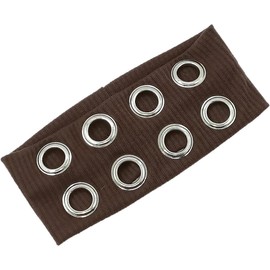 Fokmuaex 1pcs Metallic Hollowout Eyelet Headband | Punk Fashion Adjustable Elastic Hair Band for Concerts, Raves, Costume Parties | Unisex Gothic Rock Accessory (brown, M)