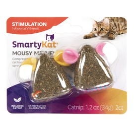 Mousy Mayhem 2-Piece Compressed Catnip Mice Cat Toys, Pink & Orange - Great Solo Toy: Perfectly Shaped for Swatting and Pouncing, Pack of 3 X 0.04 Lb