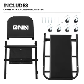 DNA MOTORING 40 Inches Folding 2 in 1 Rolling Z Creeper, Adjustable Roller Garage Chair Lay Down or Sit, 6 Pcs 2" Casters, 150kg Weight Capacity, Black, TOOLS-00494