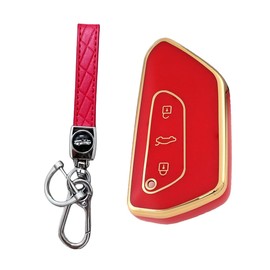 MEDZUK Key Case Compatible with VW Tiguan 3 CT1 2024-2025 2026 Car Key Case Protection, Key Case Accessories with Key Ring, red, S