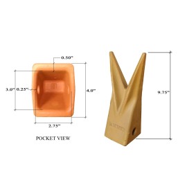 Quality Aftermarket 2 - Cat J300 Style Twin Tiger Bucket Rock Teeth- 1U-3302WTL, 135-9308, 101-0708