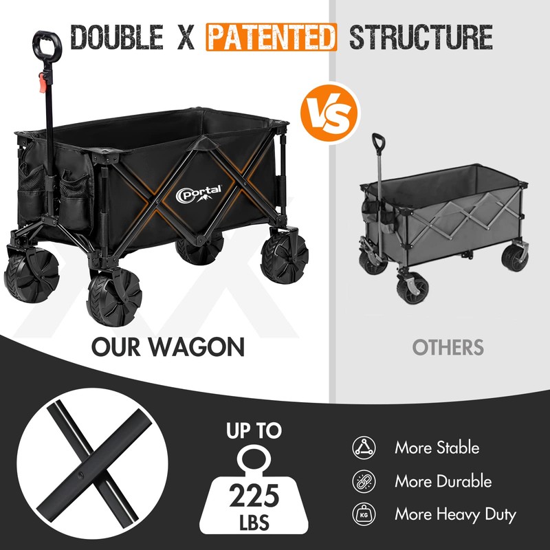 PORTAL Collapsible Folding Utility Beach Wagon Carts Heavy Duty with