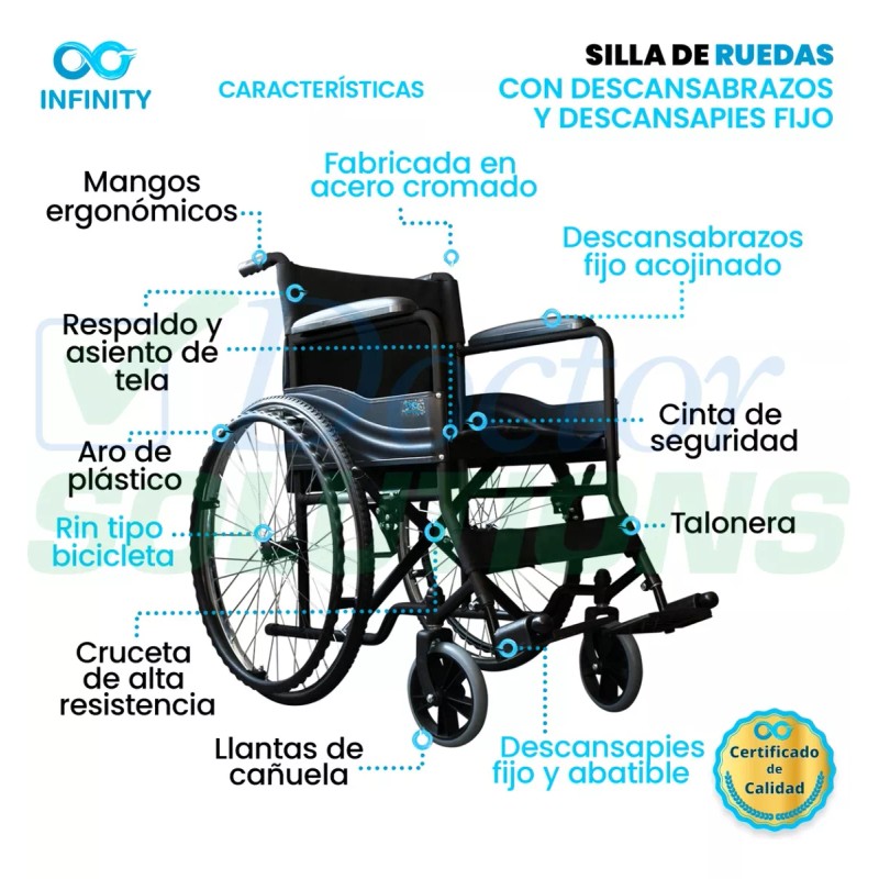 Infinity Silla De Ruedas Esmaltada Brazo Y Descansa Pies Fijo