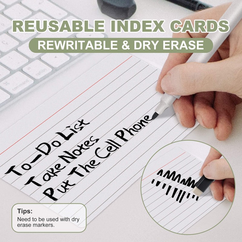 Mehaving Dry Erase Index Cards 3x5 Ruled & Blank, 24