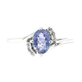 Genuine Blue Tanzanite, White Topaz 925 Solid Sterling Silver Engagement Ring Size 6.75, 7, 7.75, 8, 8.75, 9