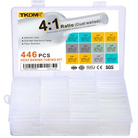 TKDMR 446 Pcs Heat Shrink Tubing Kit - 4:1 Ratio Adhesive Lined, Marine Grade Shrink Wrap,Industrial Heat Shrink Tubing,Clear