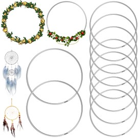 20cm Metal Rings for Craft, 10 Pack Metal Floral Hoop Centerpiece, Floral Wreath Hoops, Silver Hoops Dream Catcher Ring, Macrame Hoops Rings, Large Metal Hoops for DIY Crafting, Wedding, Wreath Decor