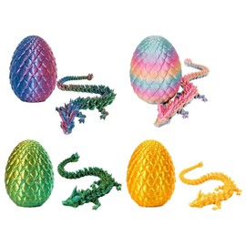 4 PCS Dragon Eggs with Dragon Inside, 4 Pack of 3D Printed Dragons, 3D Dragons Eggs, Desk Decor for Office and Home, Interesting Toys and Gift ﻿