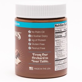 NUTLICIOUS Hazelnut Cocoa Spread (13 oz), Spreadable Roasted Hazelnuts with Cocoa, Made in the USA, No Palm Oil, 4 gm of Protein
