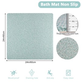 Square Shower Mat, Non Slip Anti Mould Bath Mat 60 x 60 cm, Loofah Shower Mats for Inside Shower, Washable Bath Mats with Drain, Quick Dry Bath Mat for Bathroom Floor, Bathtub Mat for Elderly