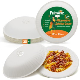 Disposable Microwave Splatter Cover,10 Inch,Paper Microwave Cover for Food,BPA Free & Non-Toxic Splatter Guard for Heating Food,25 Pack