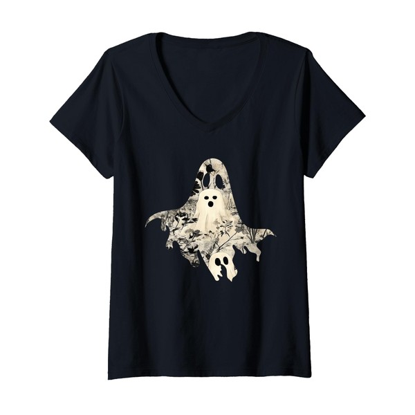 Womens Whimsical Ghost and Floral Pattern – Perfect for Gothic