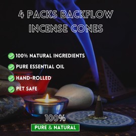 Soul Stick 4 Packs Backflow Incense Cones Thick Smoke | Traditional Agarbatti Incense | Natural Herbs & Aromatic Ingredients | Burn Time 15 to 30 Minutes | 40 Pcs Spiritual Gifts - (White Sage)