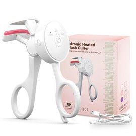 Rizador de Pestañas Eléctrico Con 3 Ajustes de Temperatura, Rizador de Pestañas Cargable por USB, Calentamiento Rápido, Rizado Natural en Forma C, Regalo para Mujeres y Niñas (Blanco)