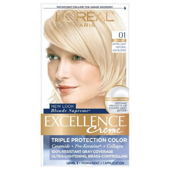 L'Oreal Paris Excellence Creme Haircolor, Extra Light Ash Blonde [01] (Cooler) 1 ea (Pack of 4)