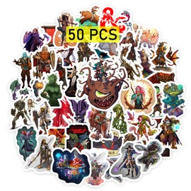 Babymiu Game DND Stickers（50 Pcs，Large Size） Viedo Gaming Vinyl Decals Gifts Merch Party Supplies for Water Bottles Skateboard Luggage Laptop Kids Teens Adult