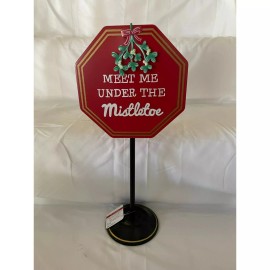 Ashland NWT Meet Me Under the Mistletoe Christmas Holiday Freestanding Sign - 15" Tall