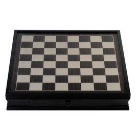 Black Stained Chess Board with Storage Drawers