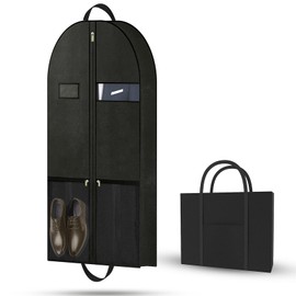 Black Garment Bag for Business Traveler; Business Weekender Garment Duffel Black; Keeps Suits Flat and Unwrinkled, Protect Suits; Durable; Pairs with Packing Cubes; Consultant-Ready for Work Trips