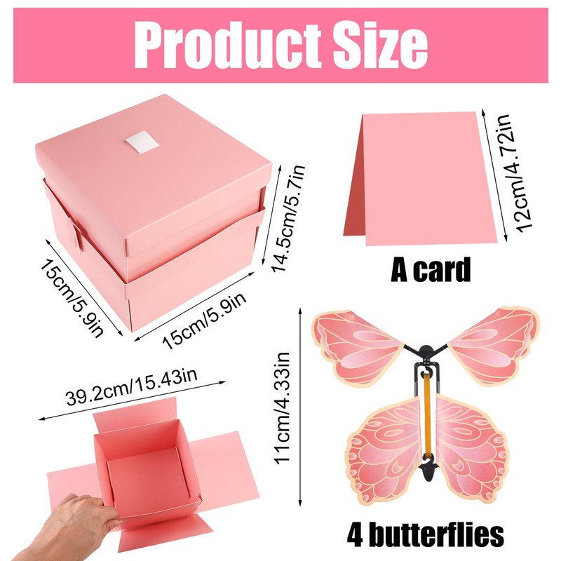 Schmetterling Explosion Geschenkbox 15 × 15 × 12.5 cm, Explosionsbox