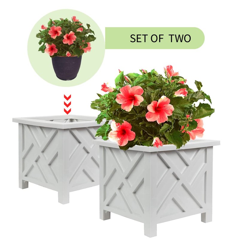 Trenton Gifts Chippendale White Planter Box Set of 2 -