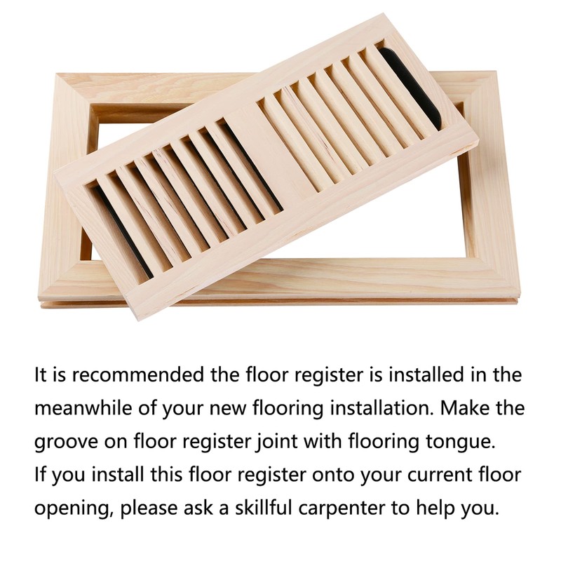 Homewell Hickory Wood Floor Register, Flush Mount Floor Vent Cover,