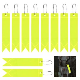 Lyfengdeam Reflective Tags, Reflector Tag Pendant, 10 Reflective Backpack Pendant, Waterproof Reflector Highly Visible Night Walking Safety Gear Bag (Fluorescent Yellowish Yellow)