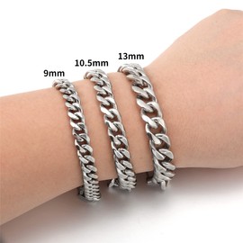 HSWYFCJY Bracelet Cubain Hommes Acier Stainless Steel Bracelet Blindé Hommes Argent Or Noir Hip Hop Bracelet for Hommes Bijoux, Stainless Steel