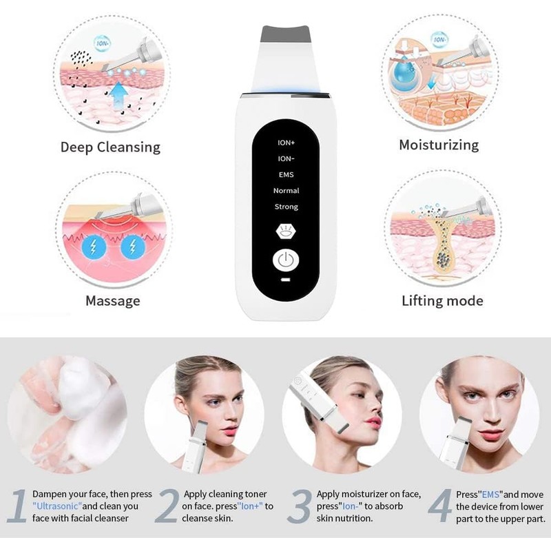Depurador de Piel Facial, Limpiador Facial Ultrasónico, con 5 Modos