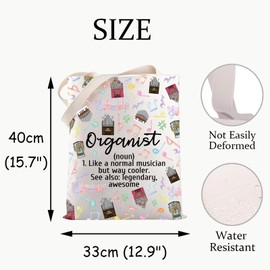 JXGZSO Organist Definition Tote Bag Pipe Organ Lover Gift Musical Instrument Shoulder Bag Gifts For Organists