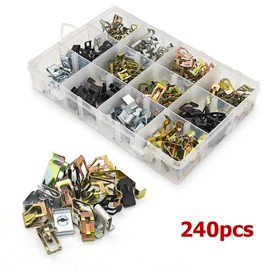 BESULEN Car Dashboard Trim Clips, 240pcs 12 Sizes Dashboard Trim Fixing Rivets Metal Retainer, Automotive Trim Moulding Fastener Clips, Metal Dash Retainer Clips Replacement for Most Cars