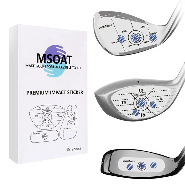 MSOAT Golf Impact Tape Set 300pcs, Self-Teaching Sweet Spot and Shot Consistency Analysis, Golf Club Face Stickers for Woods Irons Putters, Swing Accuracy Practice Training Aid