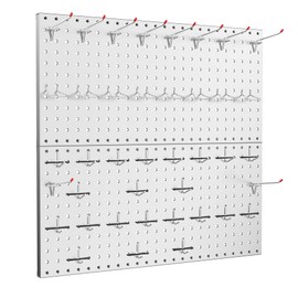 TORACK Metal Pegboard Wall Organizer 24" x 24" or 12" x 48", 70PCS Pegboard System for Garage Pegboard Organizer Kit with Pegboard Hooks for Workbench, Shop, Shed(Grey)