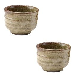 Manekineko-Ai Japanese Shigaraki Yaki(Ware) Ceramic Sake Cups Set of 2, Japanese Pottery,IORI,Beige 1.86 fl oz