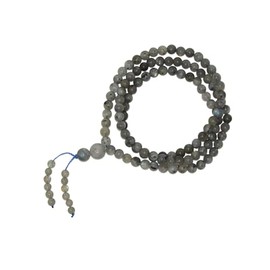 Jeannieparnell N571 108 Bead 6mm Labradorite Mala – Elastic Crystal Meditation Necklace for Yoga, Energy Healing & Mindfulness – Stretch Mala Bracelet for Men & Women