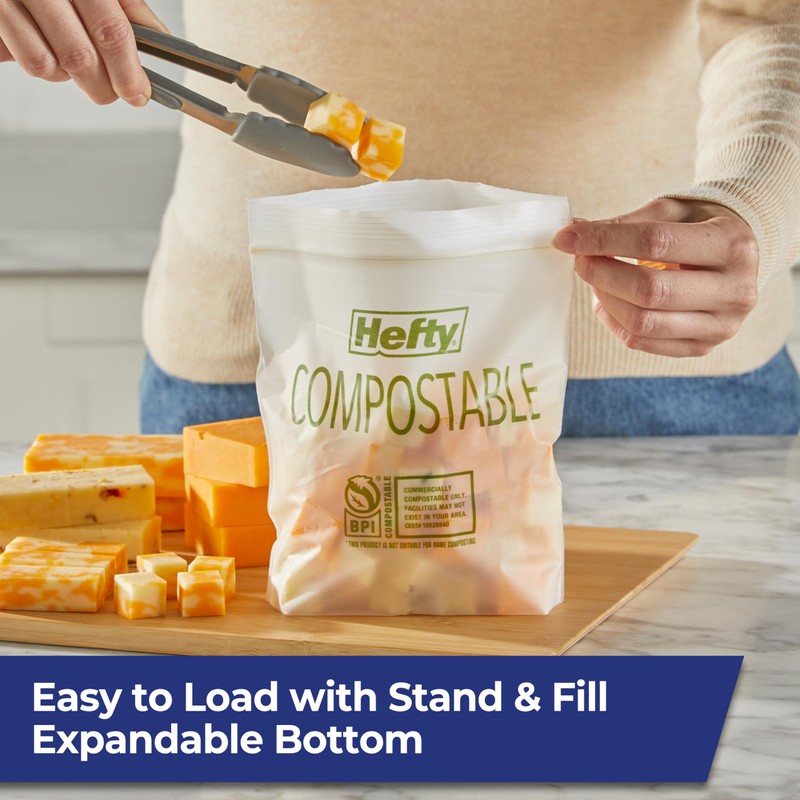 Hefty Compostable Press-To-Close​ Quart 40 Count