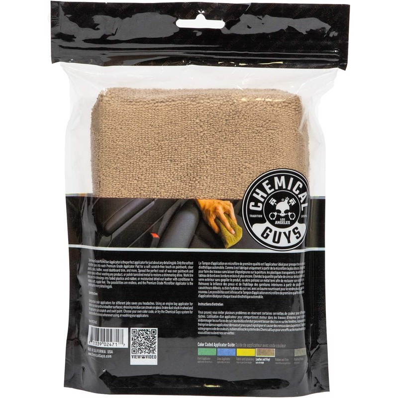 Chemical Guys Aplicador de Microfibra Workhorse MIC28402, Color Canela, Paquete