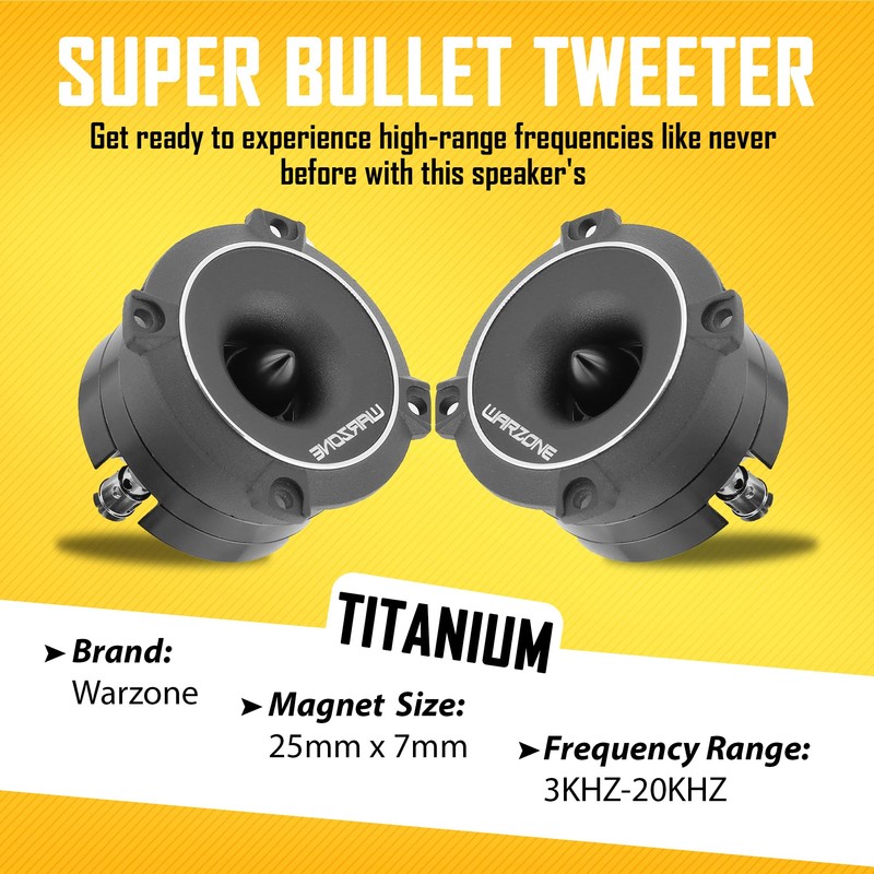 Warzone WZ25TW 2.93-Inch Super Tweeter Speaker, 4 Ohm, 550W Max