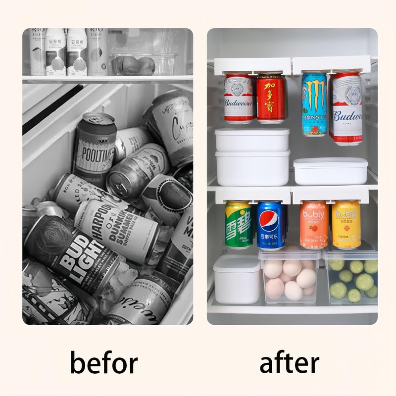 HOMTERN 2-Pack Fridge Organisers,kitchen Drawer Organiser,Beverage Storage,Refrigerator Drink Storage,Effective Space-Saving