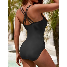 KI LAPHEE One Piece Swimsuits for Women Slimming Tummy Control Cut Out Bathing Suit Monokinis Swimwear Black 12