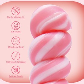 Valentine's Day Pink Twist Lollipops Individually Wrapped Bulk, Twisty Lollipop, Kid's Lollipops Candy for Birthday Party,Strawberry Flavor 15 Pack - Big Size