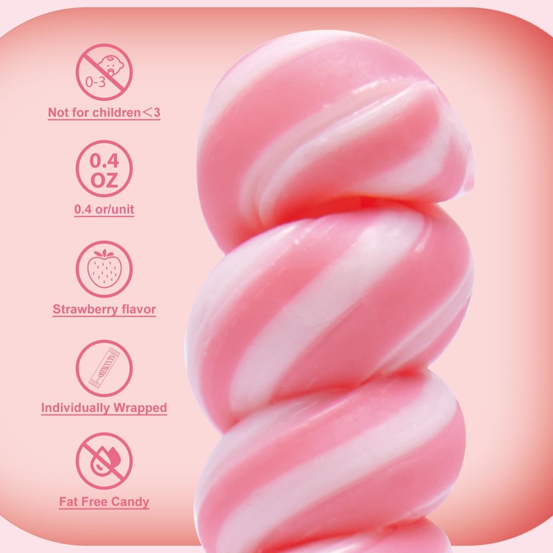 Valentine's Day Pink Twist Lollipops Individually Wrapped Bulk, Twisty Lollipop,